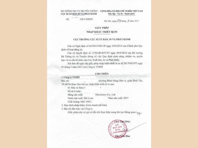 giấy phép nhập khẩu