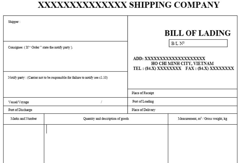 cách đọc bill of lading