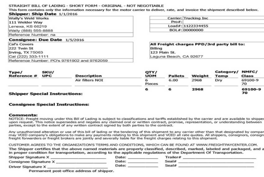 cách đọc bill of lading