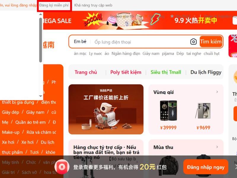 tạo tài khoản taobao