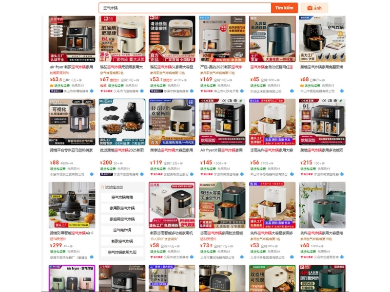 nguồn hàng nồi chiên không dầu trung quốc