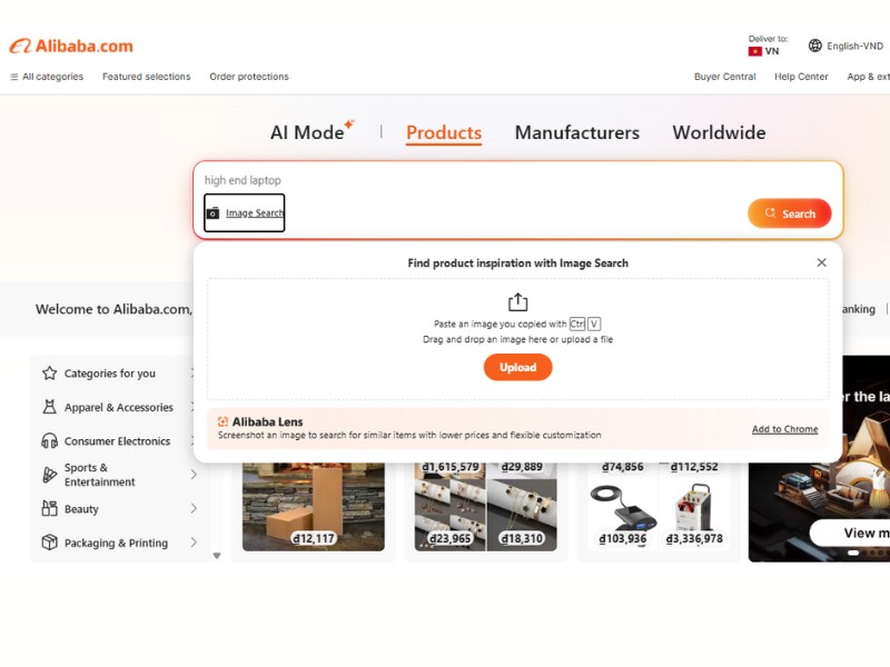 cách tìm nhà cung cấp trên alibaba