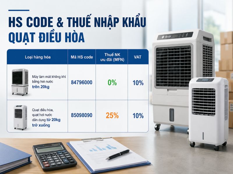 thủ tục nhập khẩu quạt điều hòa trung quốc