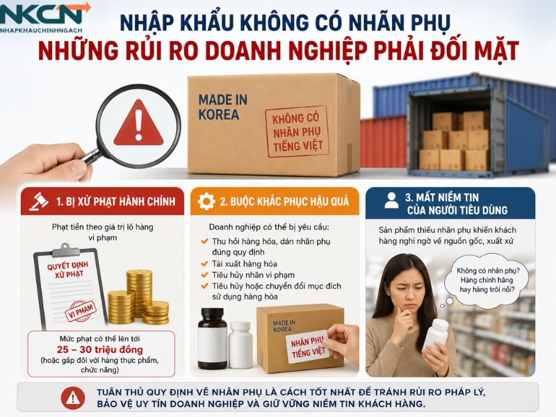 nhập khẩu chính ngạch nhưng không có nhãn phụ